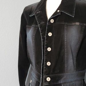Liz Claiborne Soft Dark Blue Velvet Jean Jacket M